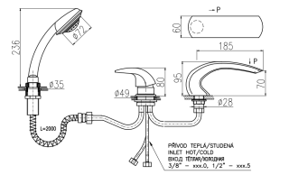 Смеситель на борт ванны Rav Slezak Dunaj D472.5YZ золото